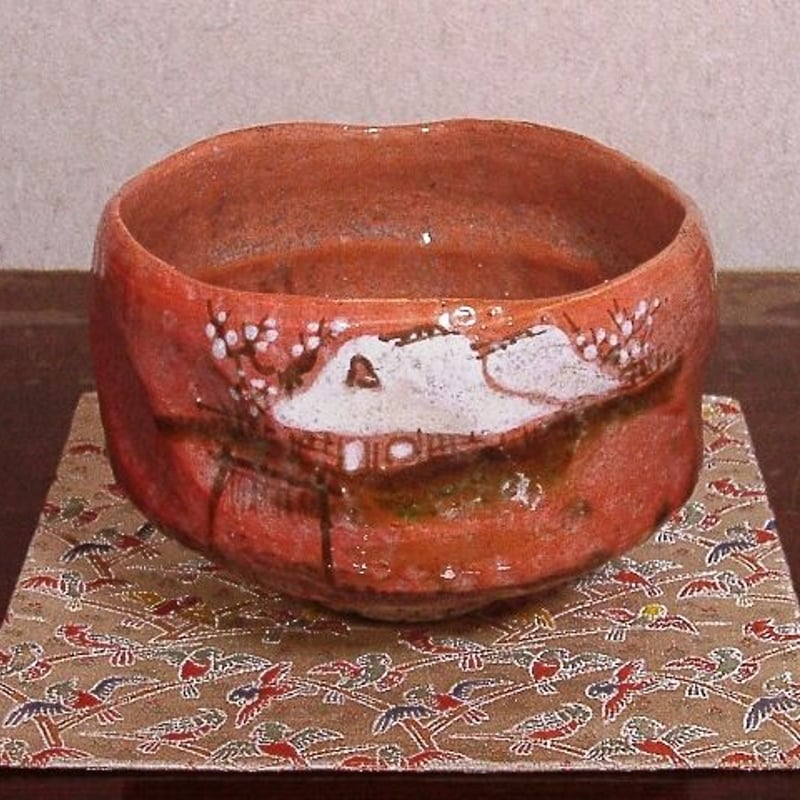 高津焼・難波焼 久野正伯作 高津神社絵 在銘 無傷 合箱 古物