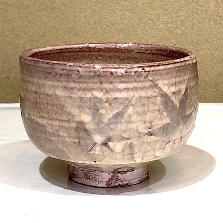 京焼　河合磊三　荒土刷毛目押葉皿　10枚　13.5～14.5cm　大正～昭和初期 京焼 河合磊三 荒土刷毛目押葉皿 10枚 13.5～14.5cm