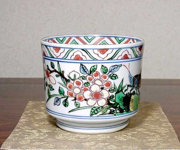 九谷焼 宮永東山（初代）作 九谷大聖寺焼 火入 在銘 無傷 桐箱用心