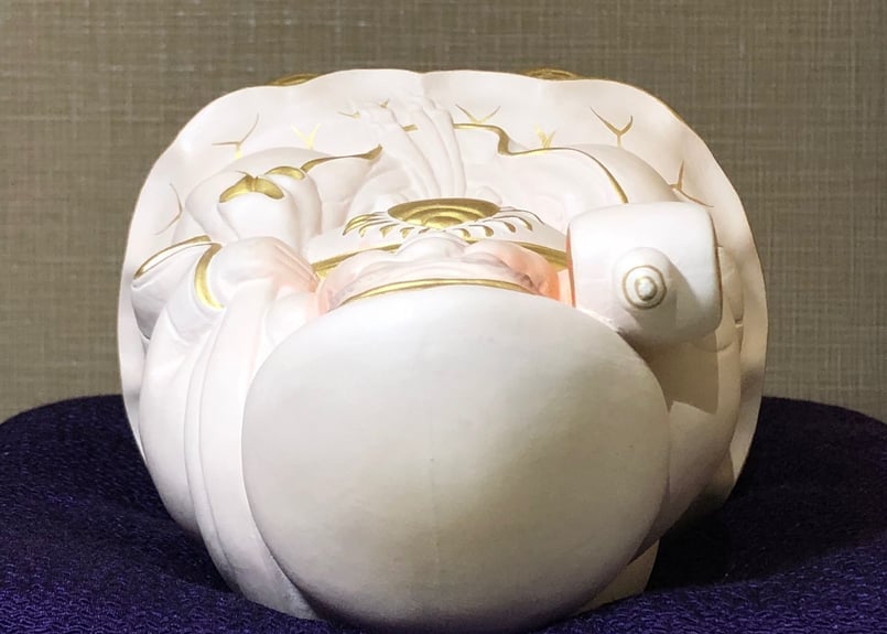 京焼・清水焼　初代 村田陶苑 作　色絵　招福 大黒天像　共箱　無傷。 京焼・清水焼 初代 村田陶苑 作 色絵 招福 大黒天像 共箱 無傷