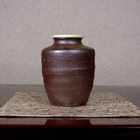 備前焼　西川政美作　茶入　無傷　箱合　保証。