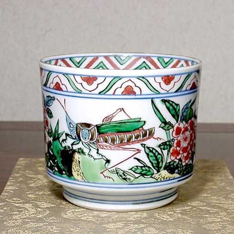 九谷焼 宮永東山（初代）作 九谷大聖寺焼 火入 在銘 無傷 桐箱用心