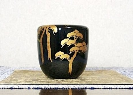 Ｒ３５８　棗　『中村湖舟作』『黒漆塗』『遠山蒔絵』『中棗』　共箱　茶道具 R358 棗 『中村湖舟作』『黒漆塗』『遠山蒔絵』『中棗』 共箱 茶道具