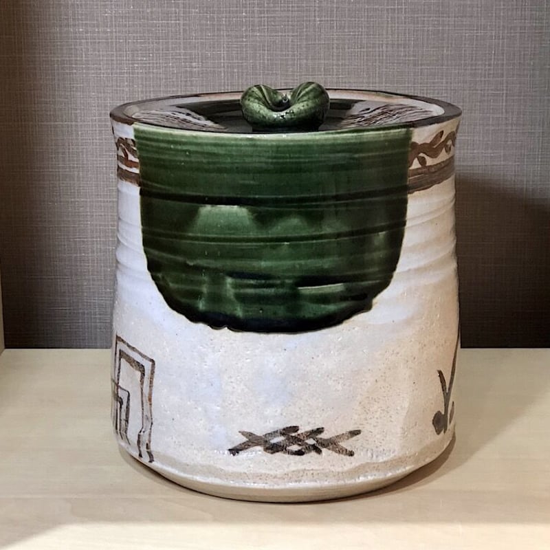 織部焼 清水茂生作 織部 水指 無傷保証 共箱 古物. | STORESショップARIKA