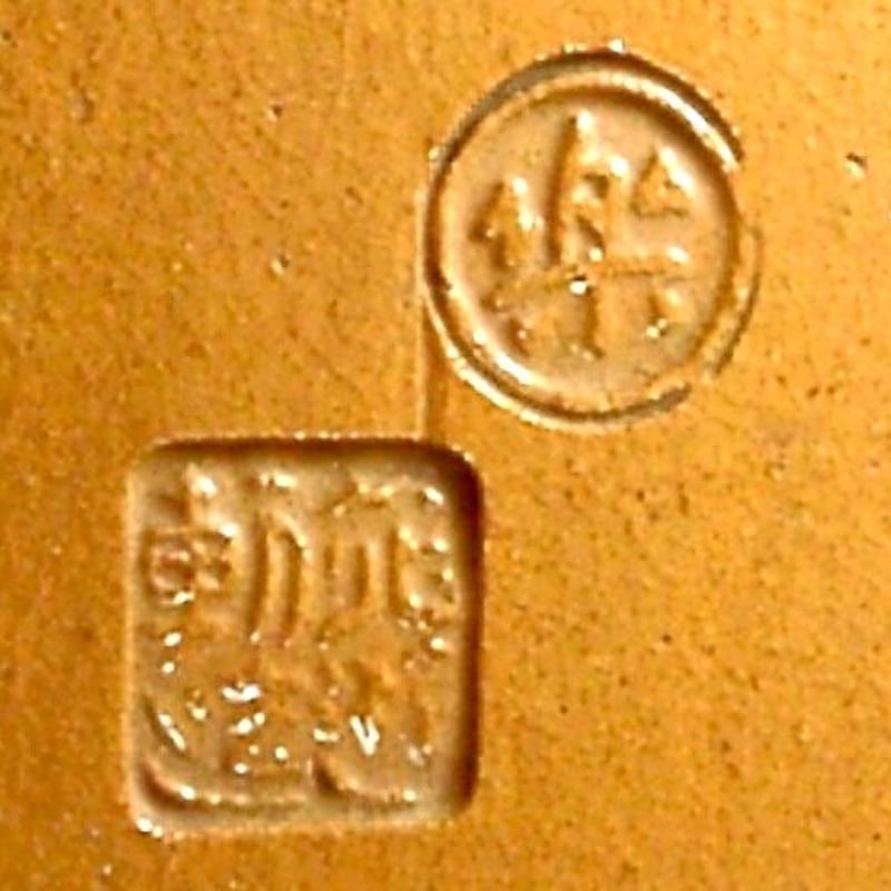 楽焼 楽吉左衛門 作（旦入）盆 在銘 「花遊軒造」 箱無 直し有 保証