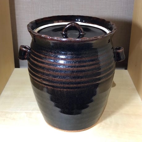 京焼・清水焼　河合栄之助 作　天目釉　水指　無傷保証　共箱　古物