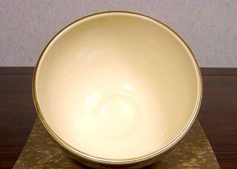 京焼・清水焼 山川巌（二代）作 仁清写 菊之絵 茶碗 無傷 共箱 保証 