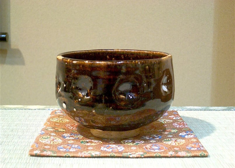 京焼・清水焼 黄檗道元手造 茶碗 「林春隆翁羽化記念」共箱 無傷 古物