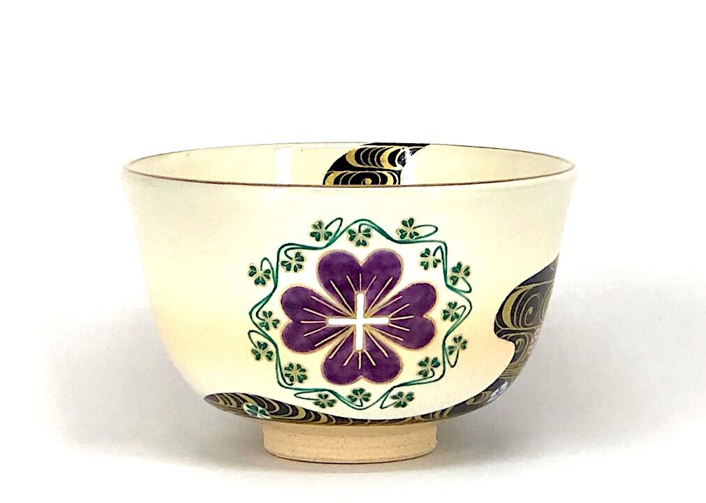 京焼・清水焼　限定販売「ガラシャの白詰草」茶碗　共箱　新品。 京焼・清水焼 限定販売「ガラシャの白詰草」茶碗 共箱 新作