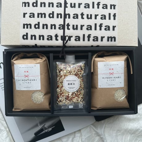 ・GIFT BOX（３合 / 450g × 2 ＆ 塩麹×１＆雑穀米×２ ）A-Qラベル