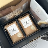 ・GIFT BOX（3合×2 BOX・塩麹・米味噌・雑穀米×2P・有機焙じ茶TB）A-Qラベル  / 暑い時期のみクール便発送