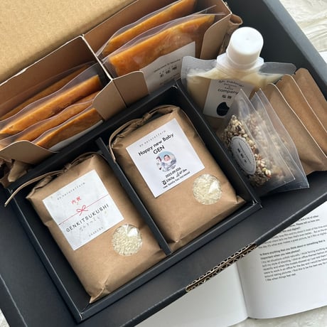 ・GIFT BOX（３合×２・塩麹・ミニ米味噌×2・雑穀米×３・有機茶TB３種 ）A-Qラベル  / 暑い時期のみクール便発送