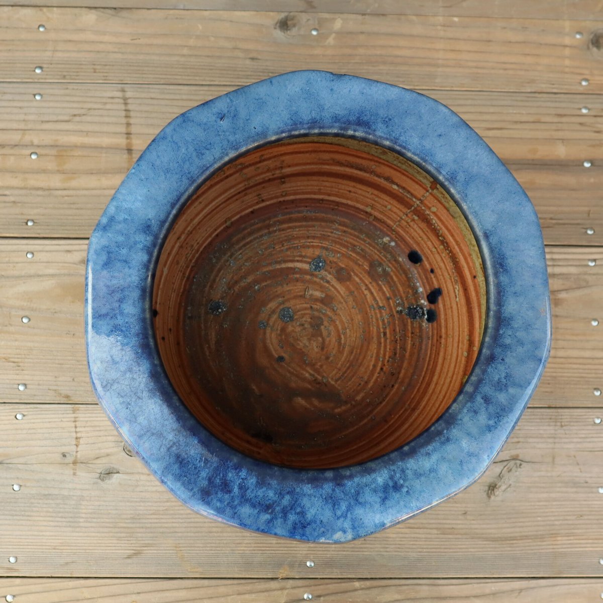 A001 海鼠釉薬十角火鉢 | 庭の古道具 misora A001 海鼠釉薬十角火鉢 | 庭の古道具 misora