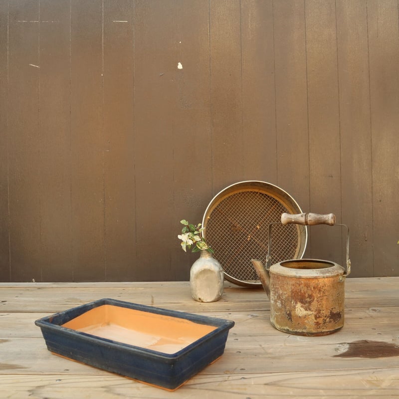 A005 角型青釉盆栽鉢/和鉢 銘有 | 庭の古道具 misora A005 角型青釉盆栽鉢/和鉢 銘有 | 庭の古道具 misora