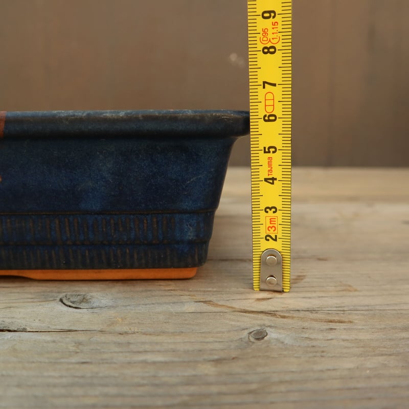 A005 角型青釉盆栽鉢/和鉢 銘有 | 庭の古道具 misora