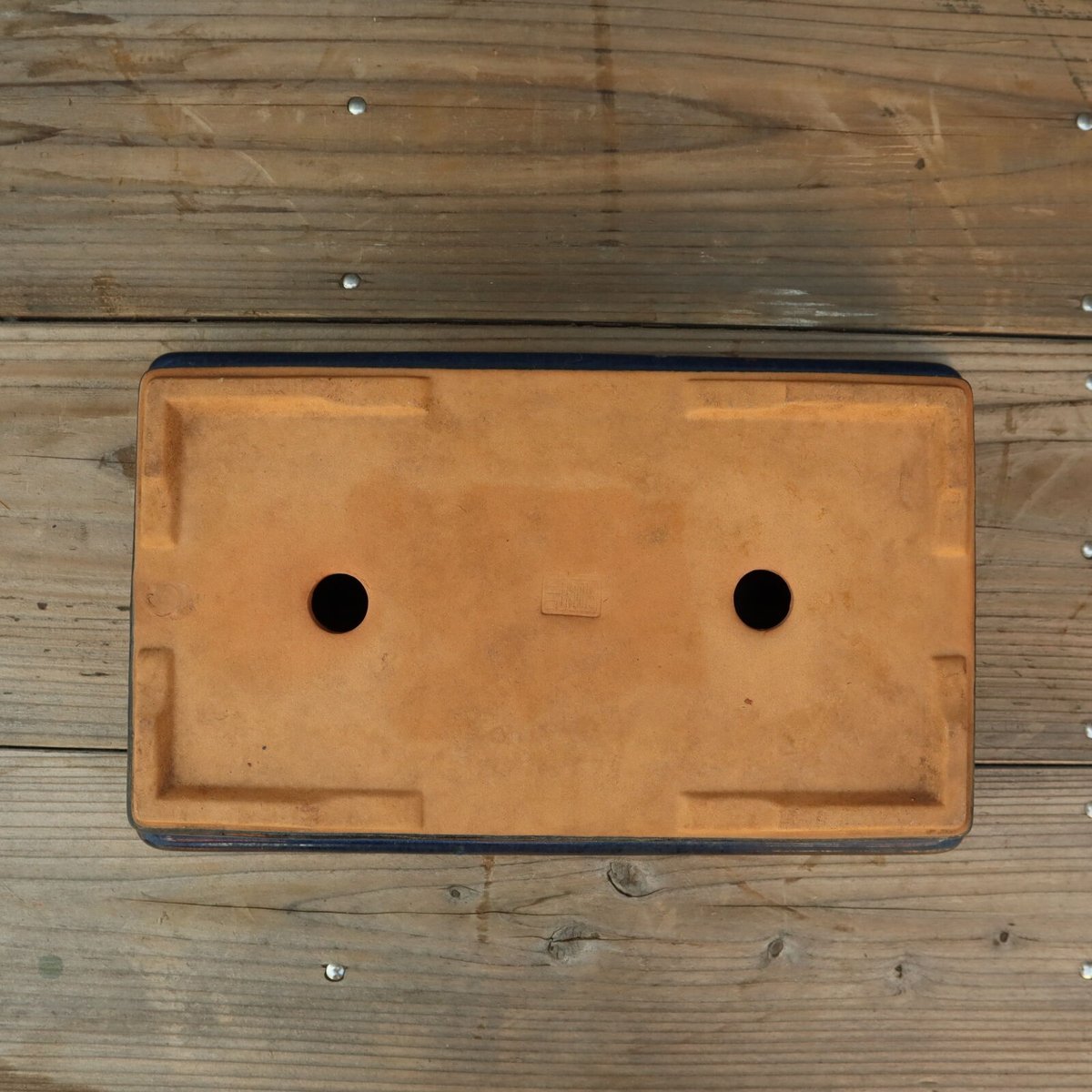 A005 角型青釉盆栽鉢/和鉢 銘有 | 庭の古道具 misora