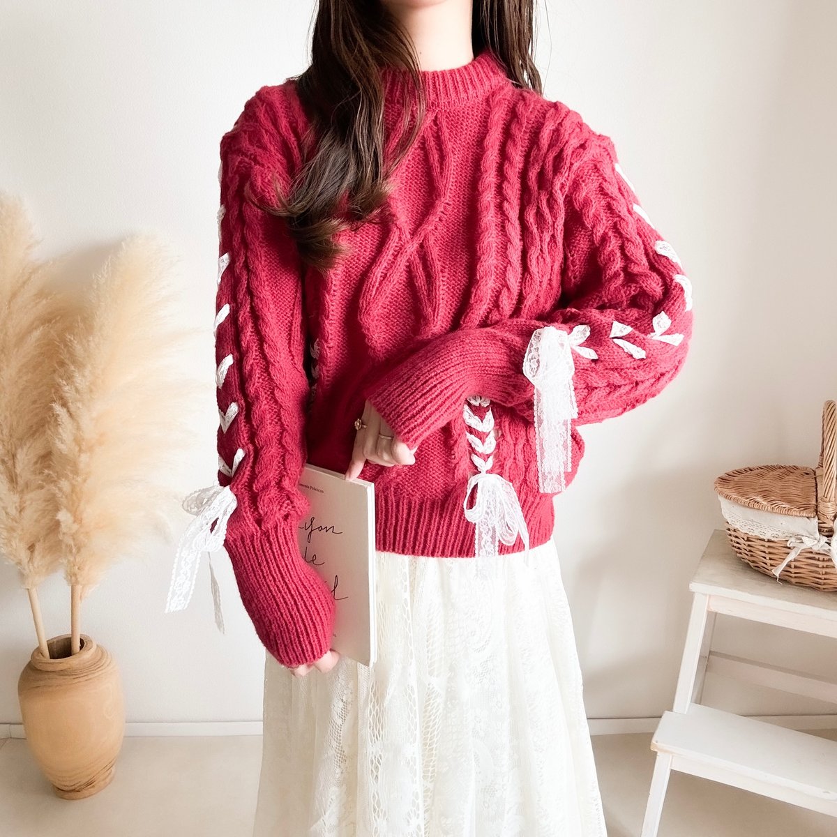 MA*RSMA✽RSma*rsma✽rsマーズ♡袖レースおりぼんニットトップス