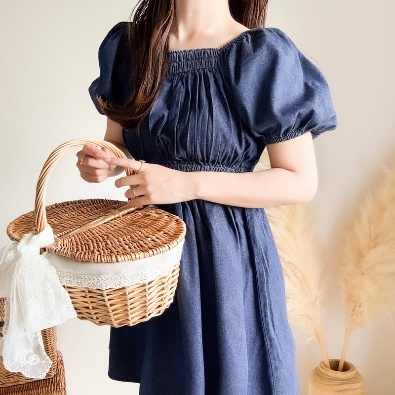 「美品」LINKABLE リンカブル　デニムワンピース M プリンセスラインのデニムワンピース No.300 ワンピース Mauve