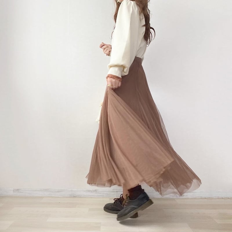 コーヒーブラウンシフォンスカート | merrylatte
