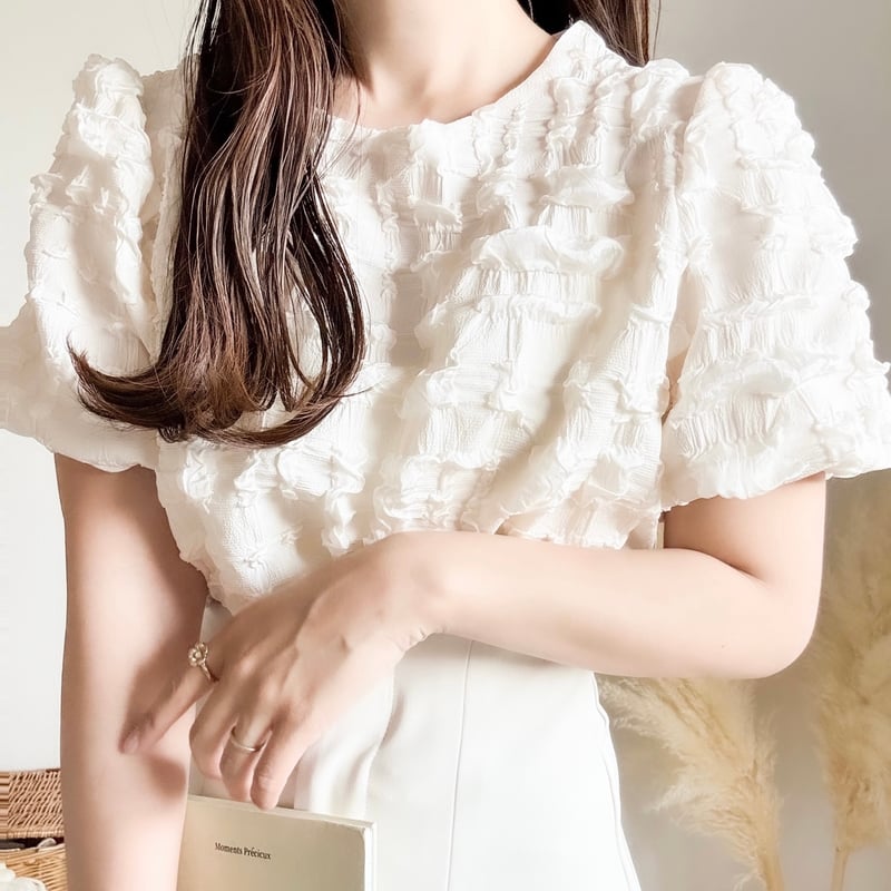 極美品☆Mary Magdalene　ウエストシャーリング　ハートボタンブラウス Mary Magdaleneウエストシャーリングハートボタンブラウス