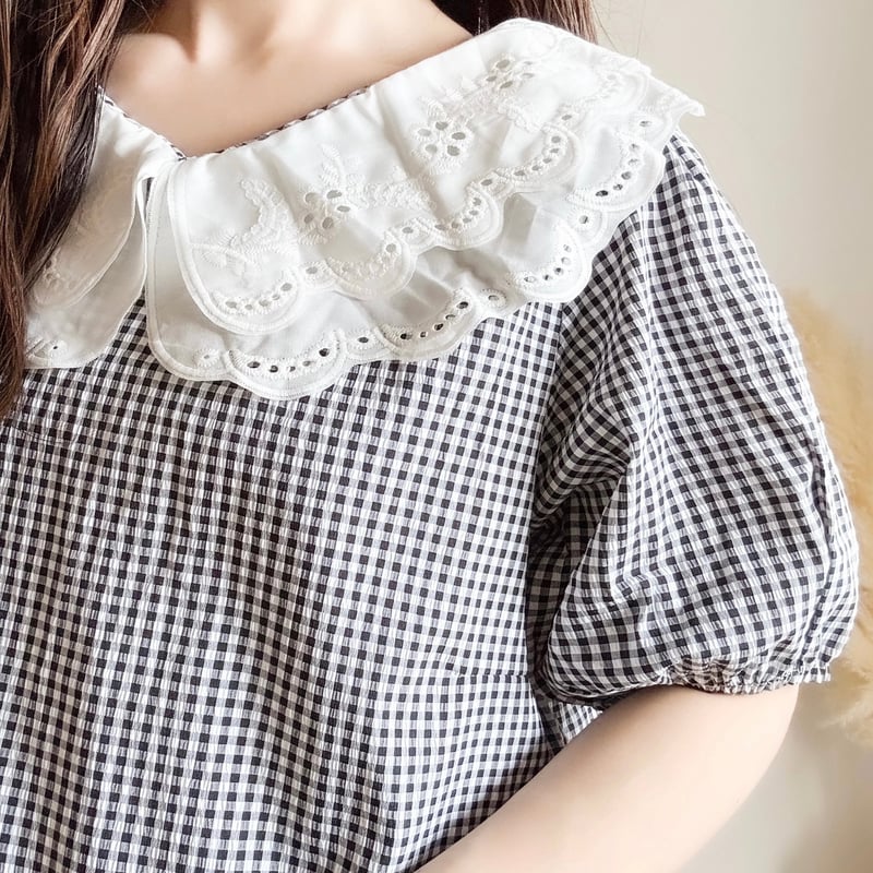 【美品】エポカ　EPOCA ギンガムチェック　ワンピース　レース　38 美品】エポカ EPOCA ギンガムチェック ワンピース レース 38