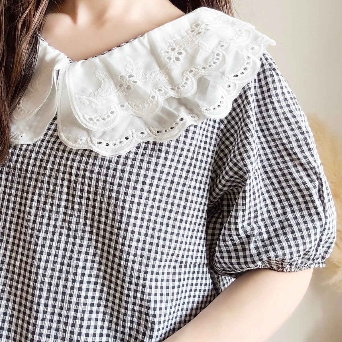 なっちゃん大好きママおまとめ。 ギンガムチェックのレースいっぱいスカーフ。 なっちゃん大好きママ様専用おまとめ。 ギンガムチェックの