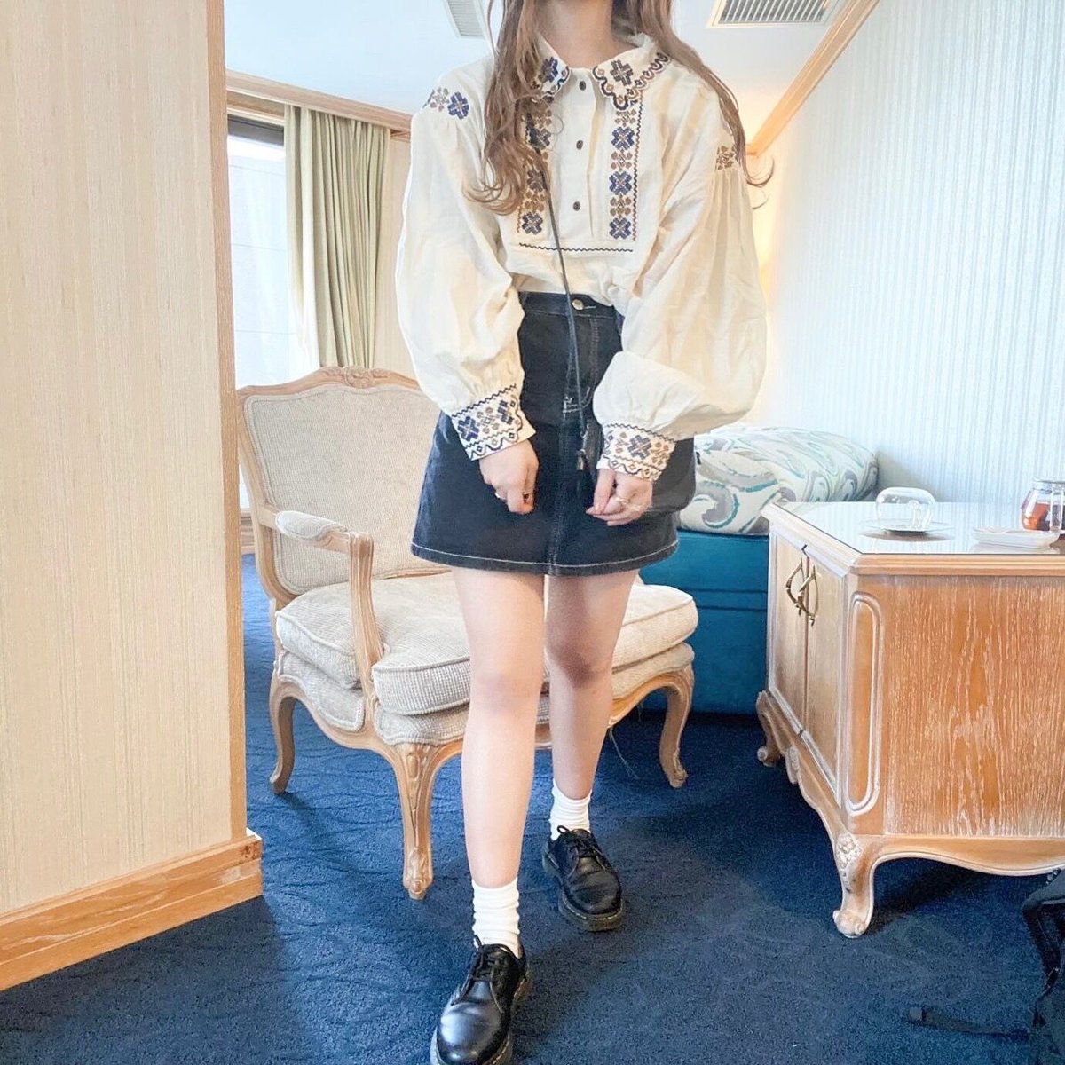 即納あり】スカラップフラワー刺繍ブラウス【Ray掲載アイテム