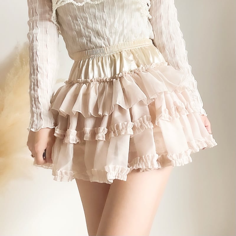 バレエコアフリルチュールスカート | merrylatte