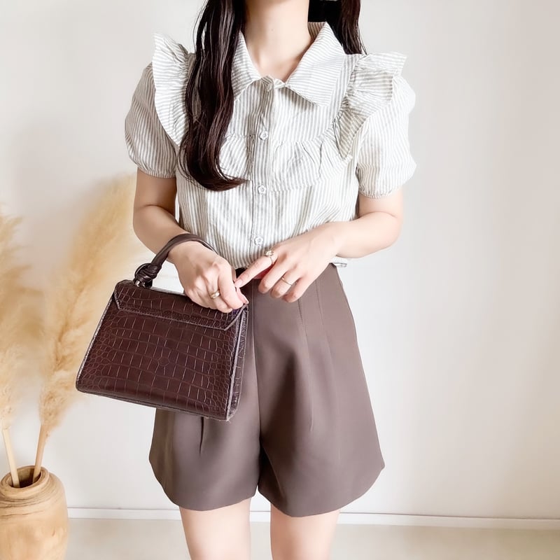 即納あり】ストライプフリルデザインブラウス | merrylatte