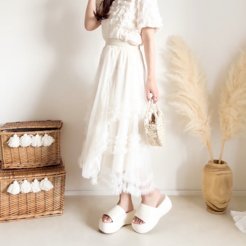 即納あり】エアリーティアードチュールスカート | merrylatte