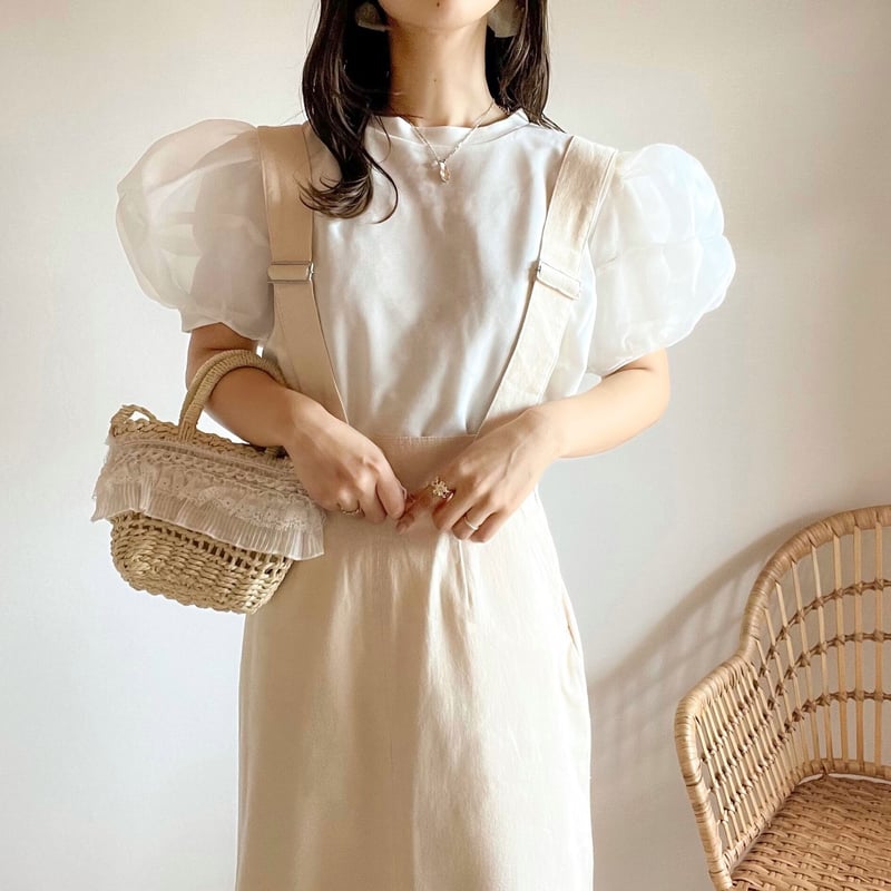 マーロンエノフィ 大人気!!完売 オーガンジーパフスリーブトップス