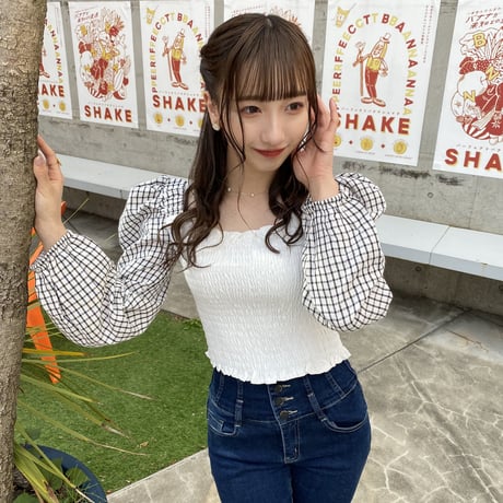 バイカラーシャーリングトップス