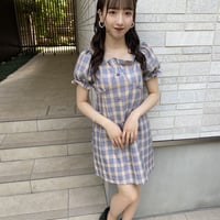 チェックフリルワンピース