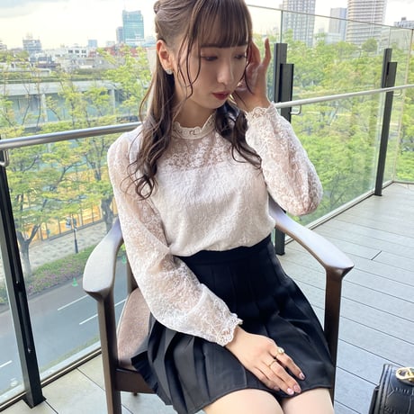 プチハイネックレーストップス
