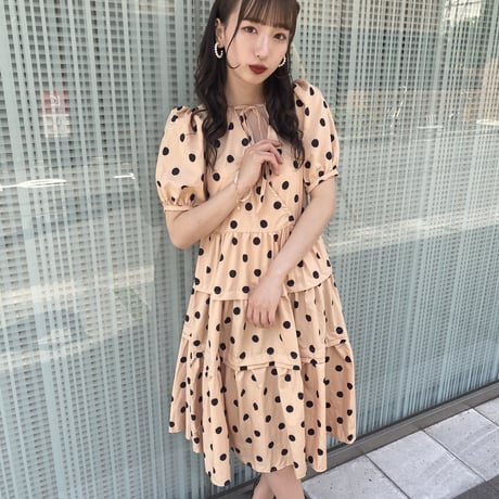 ドットミディワンピース