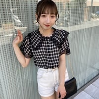 レースチェックブラウス
