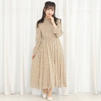 小花柄シャーリングミディワンピース