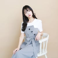 切替えチェックミディワンピース