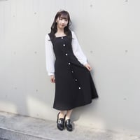 配色ボタンミディワンピース