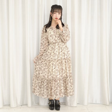 フリルカシュクールミディワンピース