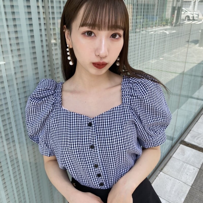 パフギンガムワンピース puffギンガム｜パフギンガムワンピース puff