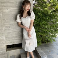 バックリボンフラワーミディワンピース