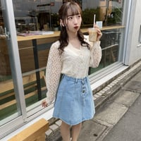 Aラインデニムミニスカート