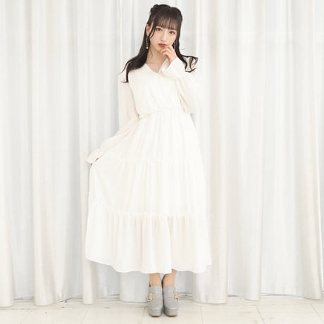 フリルカシュクールミディワンピース