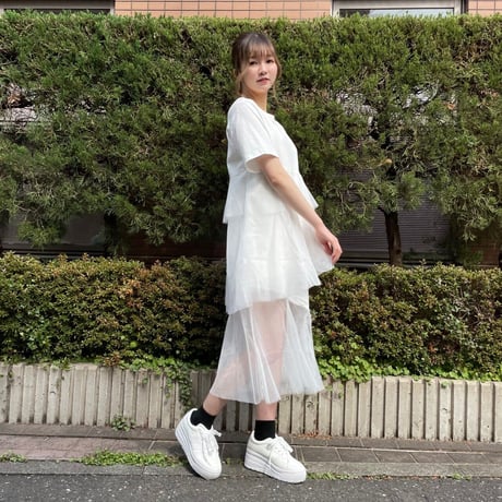 チュールレイヤードカットワンピース
