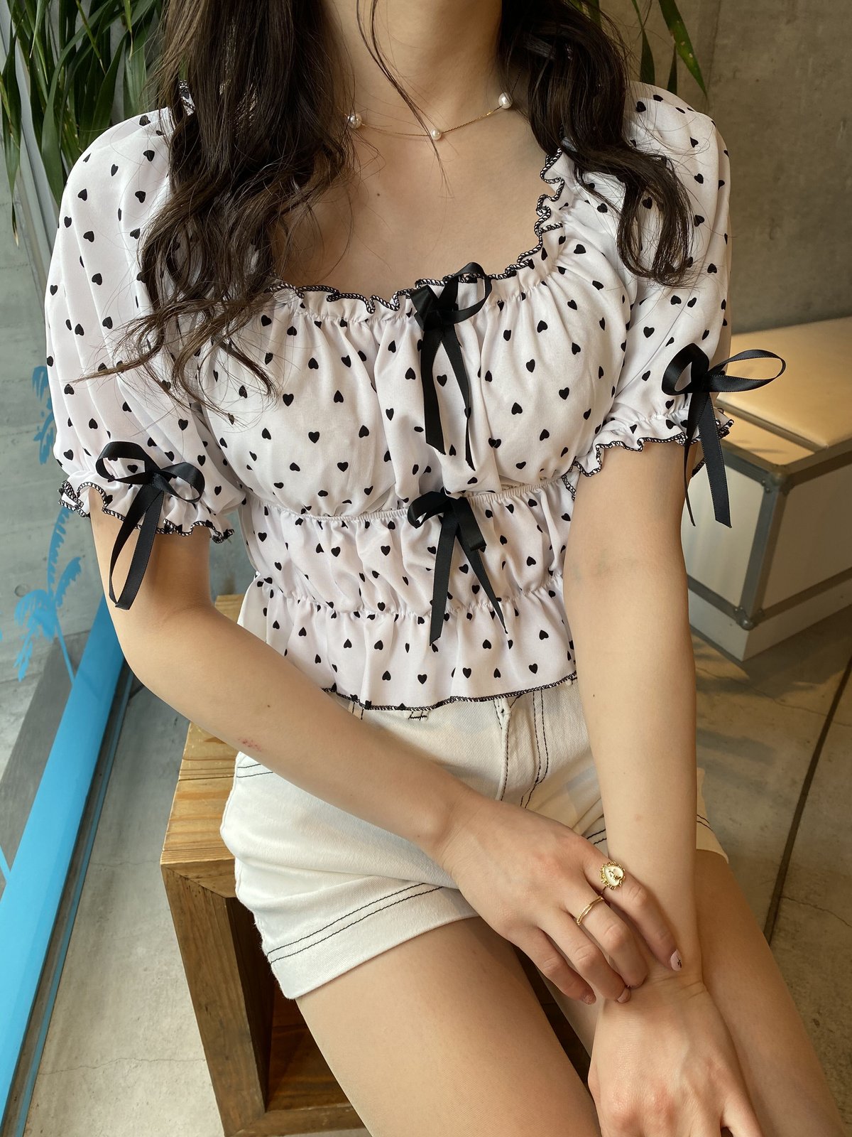 titty&Co.PETITオフィシャルサイト限定】ハートリボンブラウス 