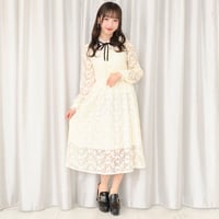 総レースリボンワンピース