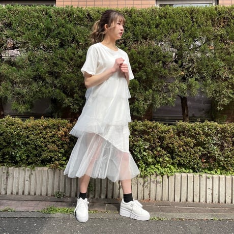 チュールレイヤードカットワンピース