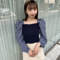 バイカラーシャーリングトップス
