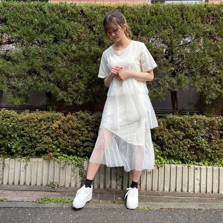 チュールレイヤードカットワンピース